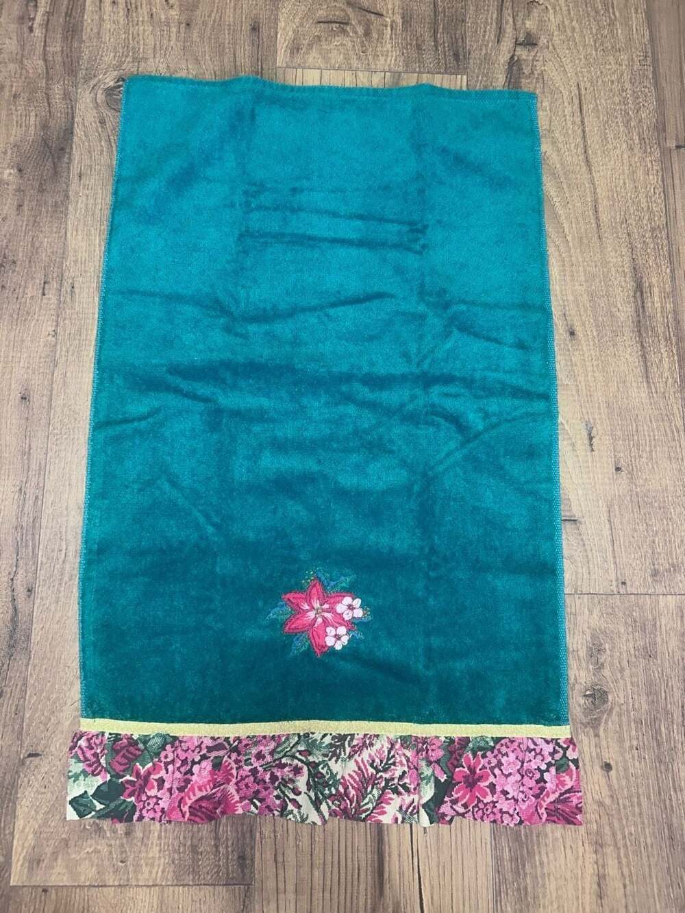 Jillian Rose Collection Christmas Poinsettia Decorative Hand Towel Floral Ruffle